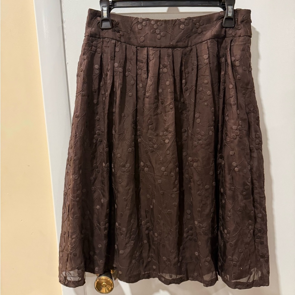 Talbots Elegant Brown 100% Silk Skirt